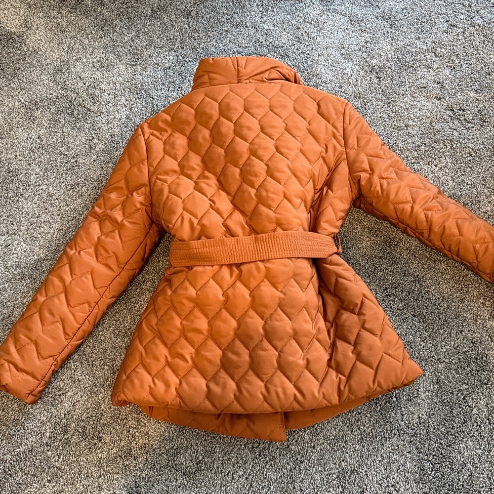 Women's Quilted Belted Jacket - NWOT Rust M - Picture 2 of 10
